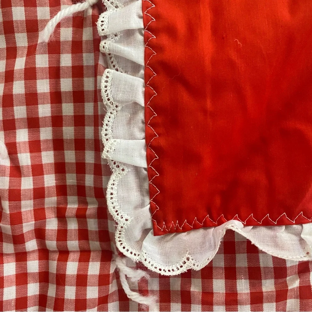 Vintage Handmade Raggedy Ann Quilt Red Gingham Plaid Puffy Doll Design